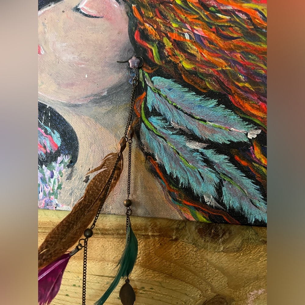 Colorful Feather earrings - Picture 3 of 7